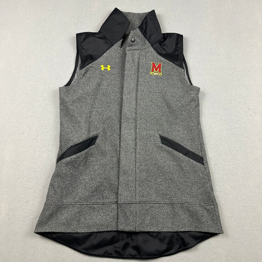 Maryland Terrapins Vest Women Medium Gray Under Armour Zip Sleeveless Jacket M